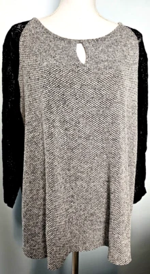 Top para mujer Van Heusen XXL gris negro mangas de encaje Foto 1 de 4