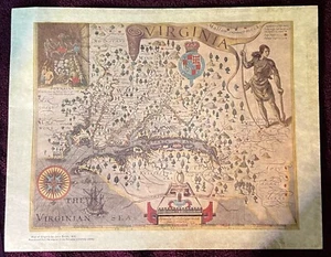 Princeton University 1612 Virginia State Map Reproduction Capt John Smith - Picture 1 of 4