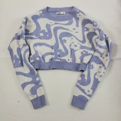 Hollister women's Cropped Pullover Sweater Top Floral Purple XS flaw - Image 1 of 4