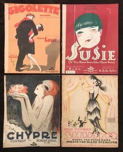 German & Austrian 16 Original 1920's Art Deco Lithographed Sheet Music Covers - Picture 1 of 4