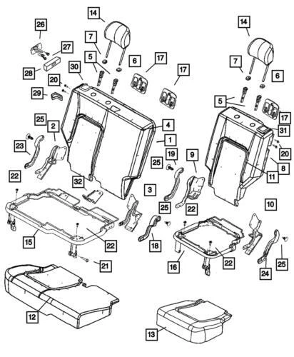 Cojín de asiento trasero derecho genuino Mopar 2005-2007 Jeep Liberty 1BC821D5AA Foto 1 de 1