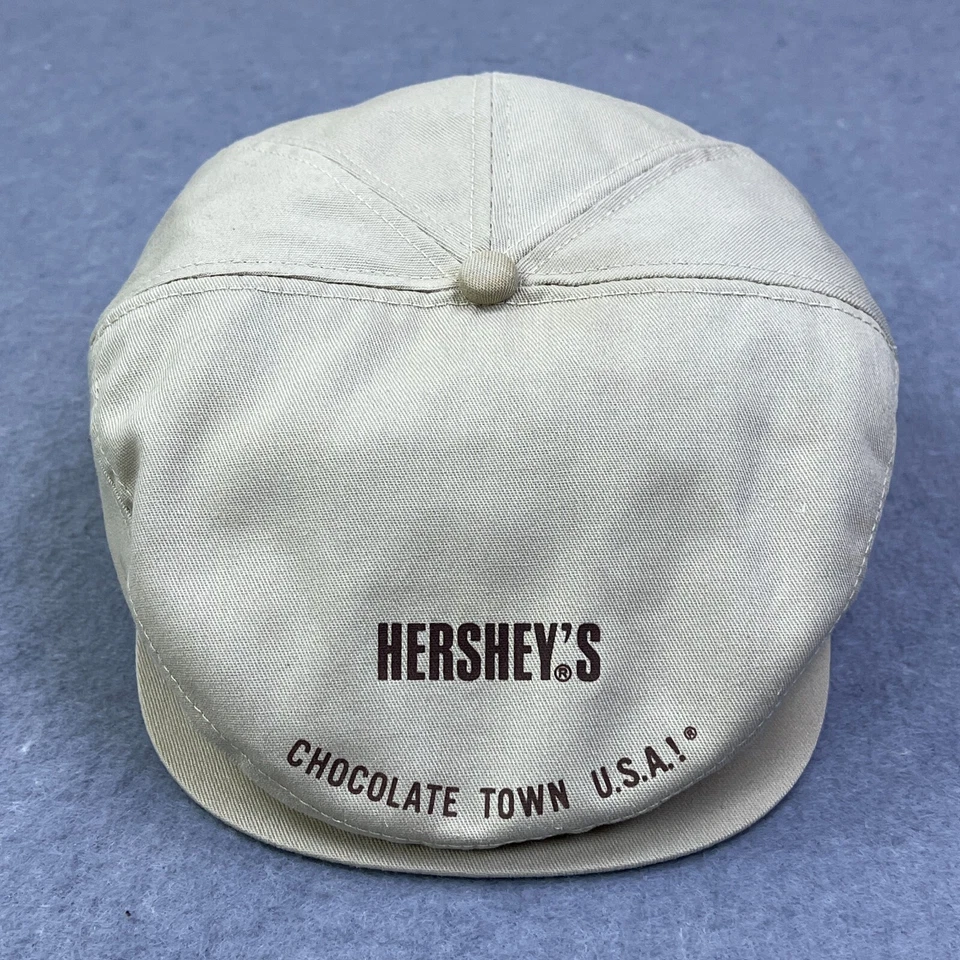 Boné Hershey's Newsboy bege lona vendedor pedaleiro chapéu K-Produtos fabricados nos EUA - Imagem 1 de 4