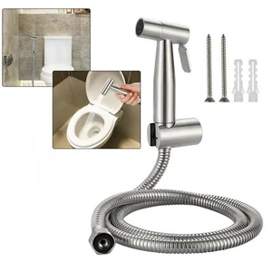 Bidet Brause Set Schlauch mit Halter Dusche Handbrause Edelstahl WC Duschkopf - Bild 1 von 12