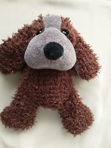 Russ Berrie FLATFOOT Brown Puppy Dog Plush Floppy Pellets Grey 7” - Picture 1 of 9