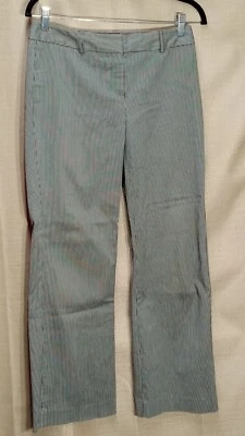 ANN TAYLOR PETITES, PANTALÓN CORTE BOTA Mujer Talla 2P Blanco y Negro Rayas W30 L27 Foto 1 de 4