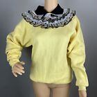 Vintage Sweatshirt Lace Collar Small Grannycore Grandma Cottagecore Yellow black