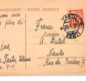 ESTONIA Postcard Tartu FRANCE Nantes 1926 {samwells-covers}PH139 - Picture 1 of 14