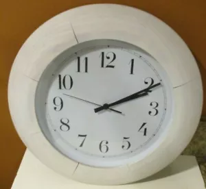 IKEA Wall Clock Vintage White Wash Wood 16" Excellent Condition Working - Picture 1 of 6