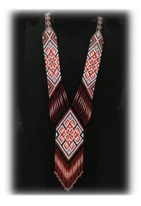 Long BEADED NECKLACE gerdan HANDCRAFTED Jewelry Ukrainian Folk traditional - Picture 1 of 1