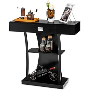 T-Shaped Console Table Entryway Accent Table with Drawer Shelves Living Room - Picture 1 of 20