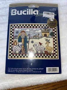 "Kit de puntada de cruz contada el arca de Noé Bucilla 1998 folksy de colección 42012 *nuevo en paquete 5""x7" - Imagen 1 de 5