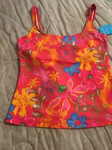 Fresh Produce Tankini Swim Top, Size 10, Coral Print - Picture 1 of 7