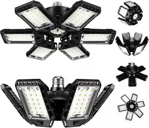 LED Garage Lights Bulb 2 Pack 180W 18000LM 6500K Led Shop Light with 6 plus 1 De - Picture 1 of 12