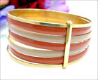 BANGLE BRACELETS Set of 7 TAN and Reddish Light BROWN   Enamel in Goldtone Metal