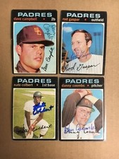 San Diego Padres 1971 Topps Card Signed Lot(4)Gasper,Colbert,Coombs,Cambell