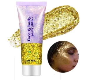 Gold Face & Body Glitter, Mardi Gras Festival Glitter, Sequins Gel, 50g - Picture 1 of 7