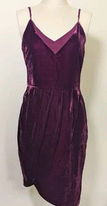 Adelyn Rae Plum Velvet Vampire Dress Spaghetti Strap Tulip Hem Cocktail Party S - Picture 1 of 10