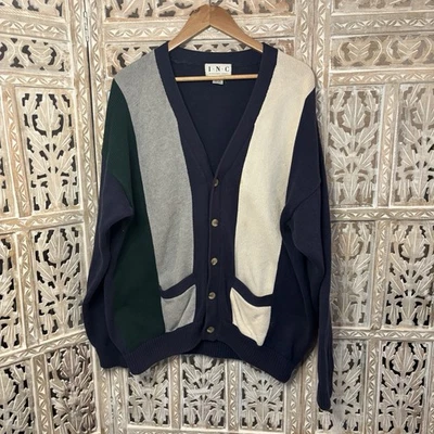 I.N.C. International Concepts Unisex Preppy cotton Color Block Cardigan Size XL - Image 1 of 4