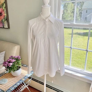 LAFAYETTE 148 NEW YORK White Long Sleeve Button Down Shirt Sz S Minimalist Chic - Picture 1 of 8