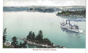New York Central Lines "Among the Thousand Islands" with sidewheeler postcard - Picture 1 of 2