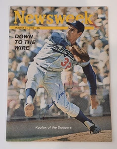 1965 SANDY KOUFAX Signed Newsweek Magazine-HOF-LOS ANGELES DODGERS-JSA - Picture 1 of 12
