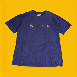 Vintage 90s Nike T-Shirt Mens Large Made USA Embroidered Spellout Logo Tee - Picture 1 of 5