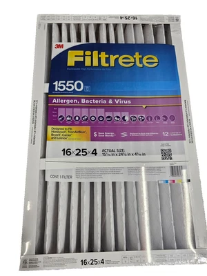 Filtrete 16" x 25" x 4" Allergen Bacteria & Virus 1550 Merv 12 - Image 1 of 3