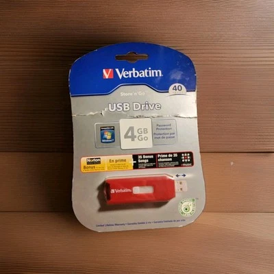 Verbatim 95236 Store 'n' Go, 4 GB, USB Flash Drive - Red, Still in box, Windows7 - Image 1 of 4