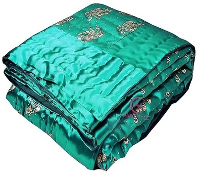 Handmade Silk Cotton Soft Jaipuri Razai Double Bed Quilt Ac Blanket 85X10 inch - Image 1 of 4