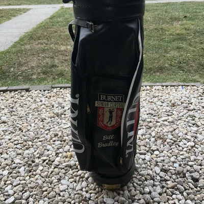 VTG Wilson Professional Golf Club Bag Leather Made in USA Cart Bag 5 Pocket Blk  - Image 1 of 4