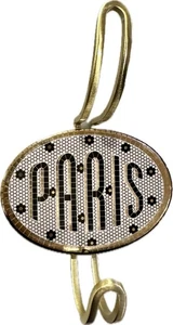 Anthropologies Bistro Tile Stoneware “Paris” Gold, Black, & White Hook NEW - Picture 1 of 10