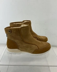 UGG Chestnut Brown Suede Leather Back-Zip Ankle Boots 6.5-7 - Picture 1 of 7
