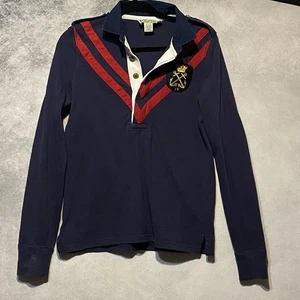 Rugby Ralph Lauren P4X Shirt Women’s Long Sleeve Size Large Vintage Navy Crest - Picture 1 of 15