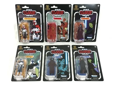 Colección Vintage Star Wars ~ CLONE WARS 50th ~ OLA COMPLETA ~ ¡6 figuras! Foto 1 de 4