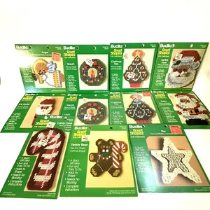 11 Vintage Bucilla  Shapes Christmas Trees Candy Cane Bell Wreath Angel Santa - Picture 1 of 16