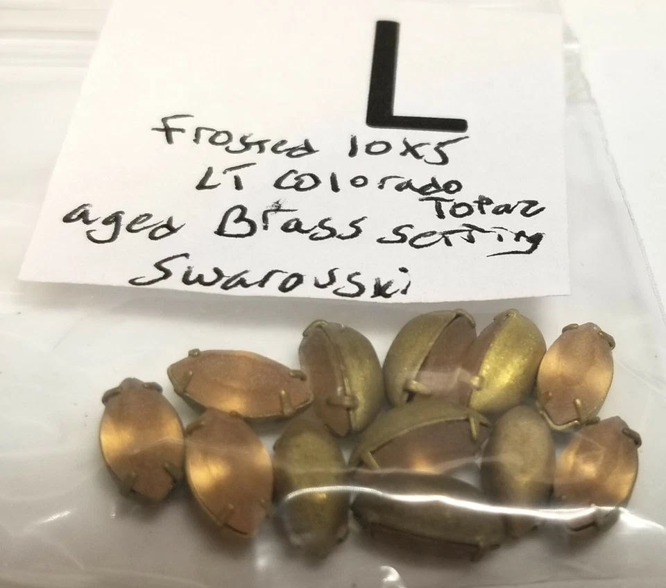 Juego de reparación de joyas vintage Navette 10x5 mm Swarovski estrás suelto y latón # 5007 Foto 1 de 1