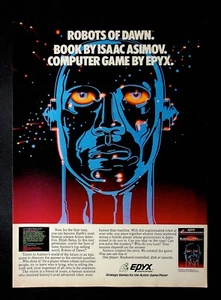 1983 Epyx Robots Of Dawn Isaac Asimov Art Video Game Vintage Print Ad - Picture 1 of 1