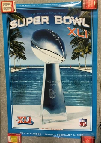 Super Bowl XLI February 4 2007 Vince Lombardi Trophy POSTER AFC VS NFC SEALED Cover