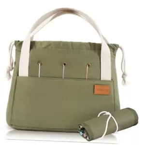 Stylish Crochet Bag Organizer Easily Organizes Your Yarn - Durable Canvas Sage - Picture 1 of 8