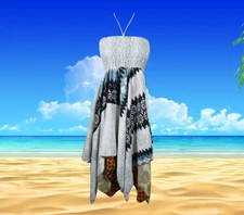 Womens Summer Boho Sundress, Halter Dresses, White Black Summer Dress, S/M