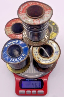 Soldadura 50/50 - Lote Mixto De Colección Usado Vidrieras Plomo/Estaño Mezcla Peso Total 2.8 Lb Foto 1 de 4