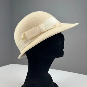 Vintage Fantaisies women wool felt hat cream made in Britain - Bild 1 von 7