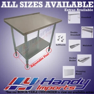 762 X 762mm STAINLESS STEEL FOOD GRADE SQUARE WORK CORNER BENCH W/ SPLASHBACK - Picture 1 of 3