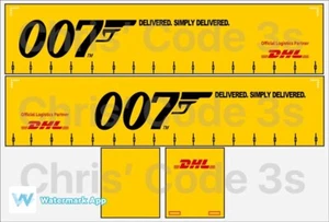 Code 3 selbstklebendes Vinyl Anhänger Aufkleber - 007 DHL Lackierung - 1/50 1/76 1/148 1/64 1/87 - Bild 1 von 1