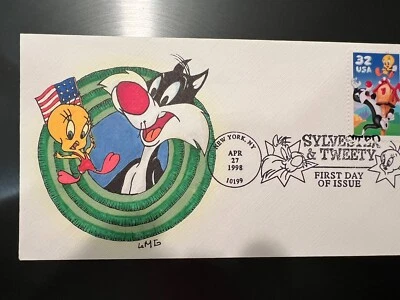 US 3204 FDC Tweety and Sylvester Hand Painted 57 Of 110 By LMG Very Nice. - Image 1 of 2
