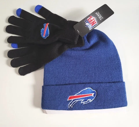 NFL Buffalo Bills Blue Blended Beanie & Gloves Set One Size Official Apparel Nwt Cover