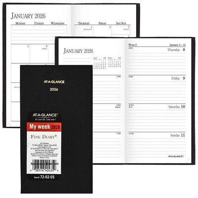 2026 At-A-Glance 72-02-05 Fine Diary Weekly Monthly Planner, 3 x 6"