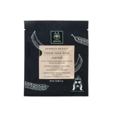 APIVITA Express Beauty Black Tissue Face Mask With Carob Detox & Purifying 20ml - Image 1 of 4