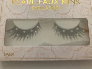 Faux Mink Pearl Embellished Eyelashes BLACK  NEW - Picture 1 of 3