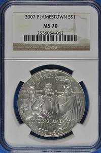 2007 P Jamestown $1 Silver 400th Anniversary coin-NGC MS 70 - Picture 1 of 2